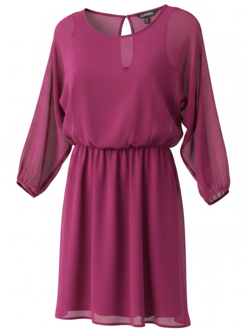 Express Fuchsia Pink Chiffon Dolman Sleeve Mini Dress - Size Medium